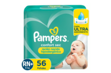 Pañales pampers confort rn+ x 56