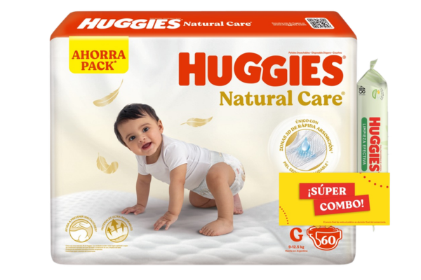 Pañales Huggies Natural Care G- 60u